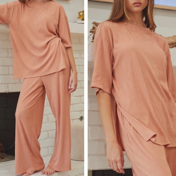 #265 🛑M BOHO CHIC 2 PIECE SET WIDE LEG PANTS & TUNIC TOP - Picture 2 of 12